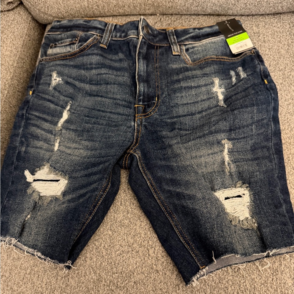 Distressed Blue Denim Shorts